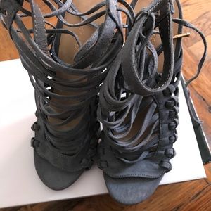 Suede light blue heels